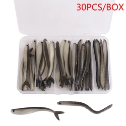 30 unids/caja Easy Shiner Wobbler para Lucio Señuelos de Pesca conjunto cola Jig cabeza cebo Artificial gusanos de goma suave carpa Drop Shot Swimbait