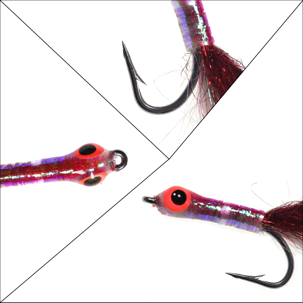 Bimoo 8/9 piezas # 4 # 6 ojos de pez epoxi 3D, serpentina de pececillo, moscas de pesca de agua dulce y salada, trucha, lubina, Señuelos de Pesca - imagen 3