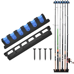 Soportes verticales para caña de pescar, estante para caña de pescar montado en la pared, soporte para caña de pescar, 6 estantes para caña, organizador de almacenamiento para garaje