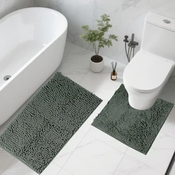 Alfombras antideslizantes de chenilla – Set absorbente para ducha y lavabo