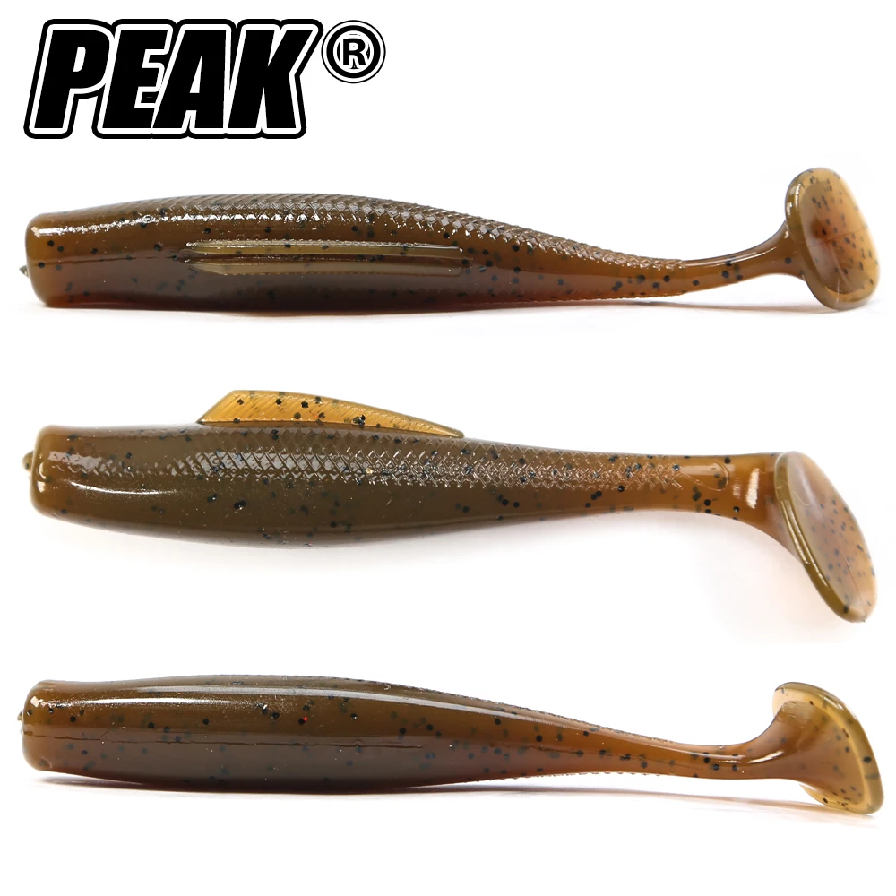 PEAK-Señuelos blandos flotantes de 80mm, señuelo de pesca, Leurre Shad, cebo de silicona de doble Color, cola en T - imagen 4