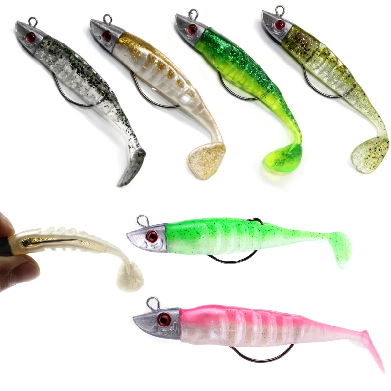Señuelo de vinilo bicolor para jigging – Cola en T agua salada