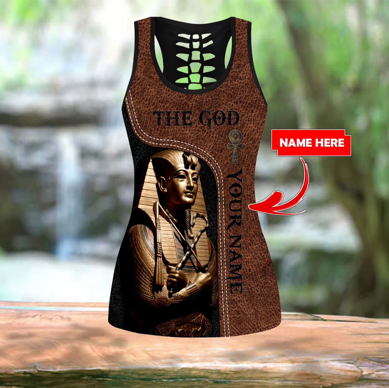 Nombre personalizado faraón el dios antiguo Egipto 3D impreso hueco camiseta sin mangas y Leggings conjunto Fitness pantalones de Yoga femeninos LKB-37 - imagen 2