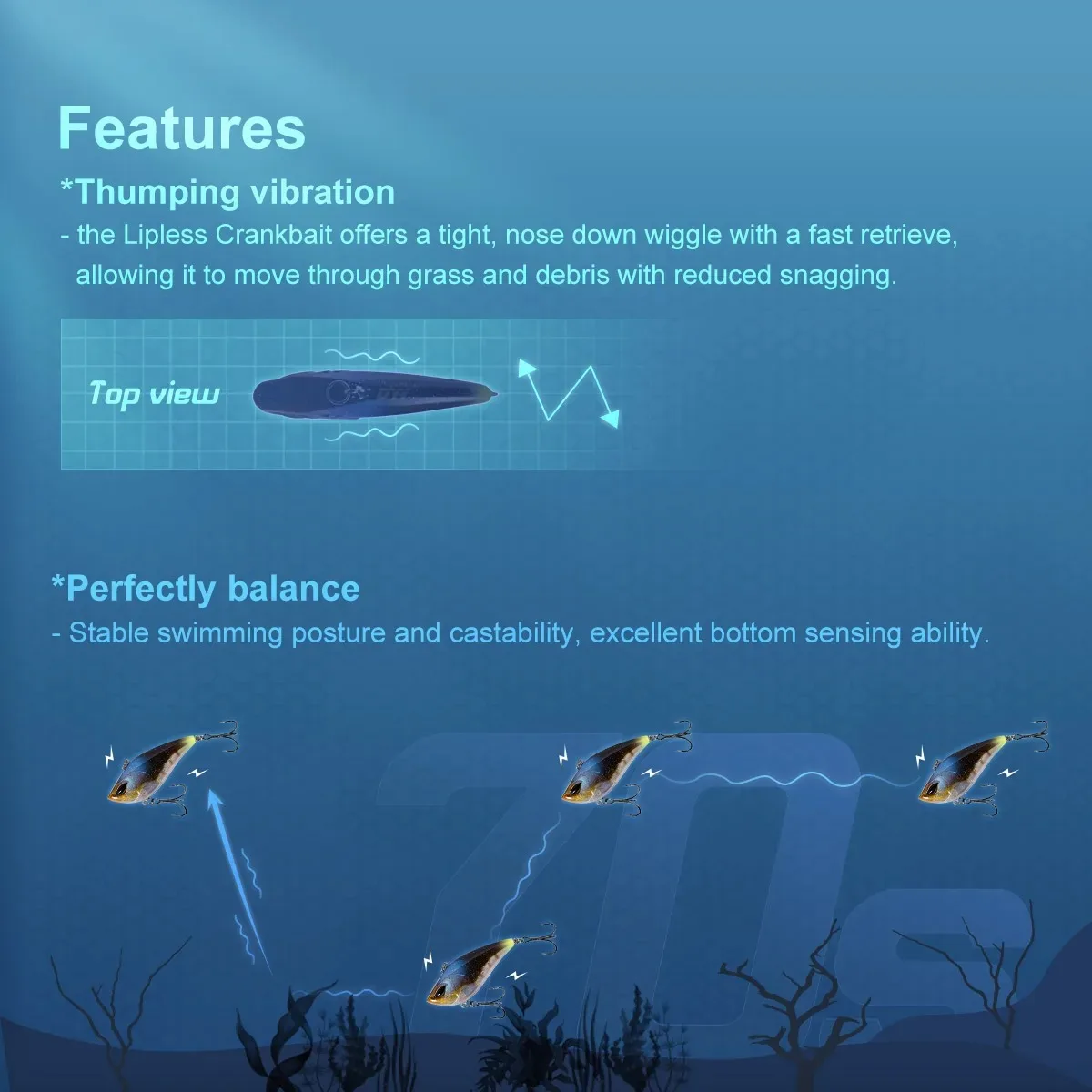 Señuelo de pesca con vibración vib que se hunde, 70mm, 17,5g, cebo de pesca de invierno, señuelos duros artificiales, aparejos Wobbler, 2 uds. - imagen 4