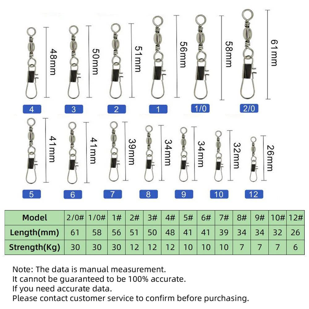 DNDYUJU 10X-50X conector de señuelo de pesca, rodamiento giratorio, broche giratorio para anzuelo, Pin de enlace, aparejos de pesca, accesorios - imagen 2