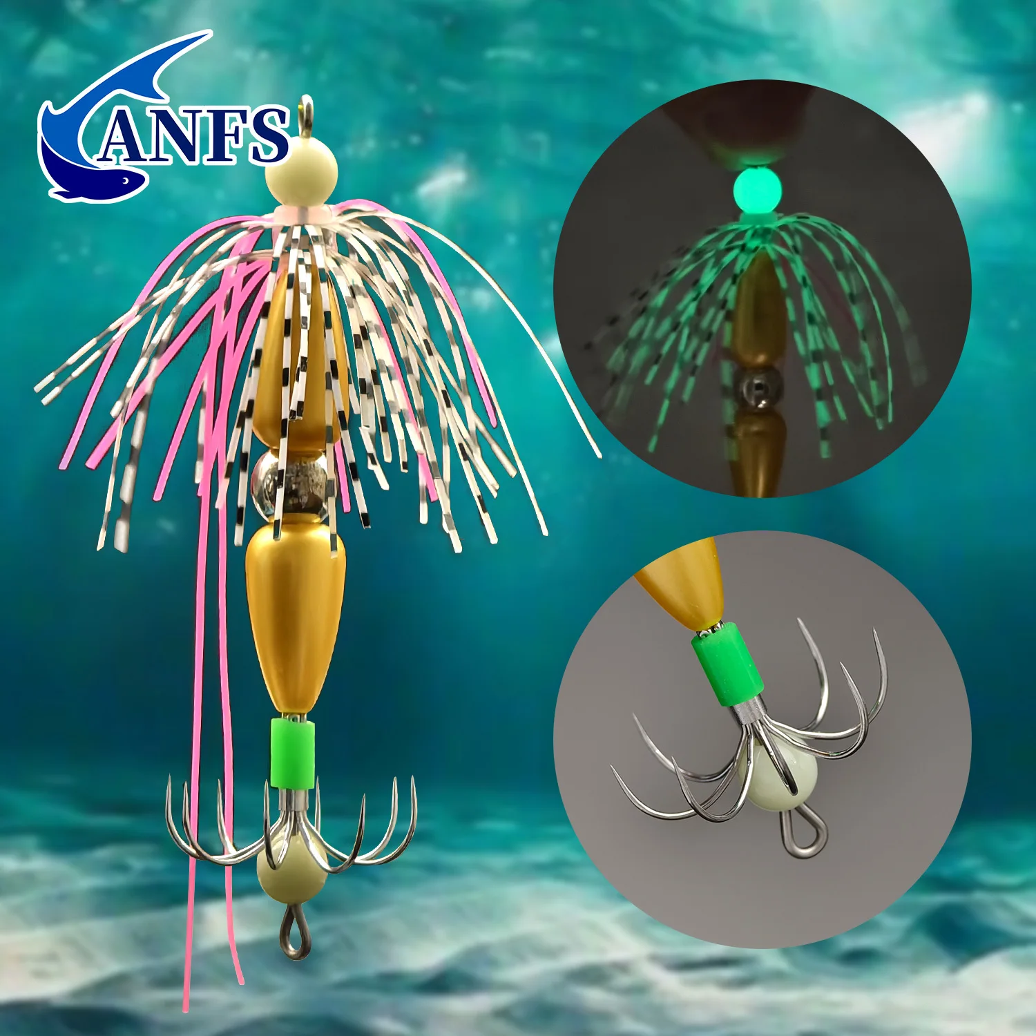 ANFS Cebo Luminoso Calamar Vinilo Brilla Oscuridad Pesca Mar Deportiva - imagen 5