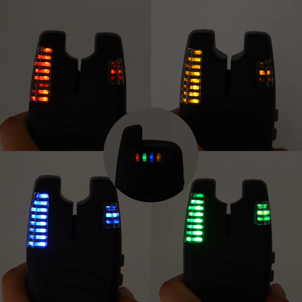 Hirisi-Juego de alarma de pesca de carpa, indicador de picadura de pesca inalámbrico, 1 + 4 juegos con sonido, luz LED de advertencia, accesorios de pesca B1230 - imagen 5