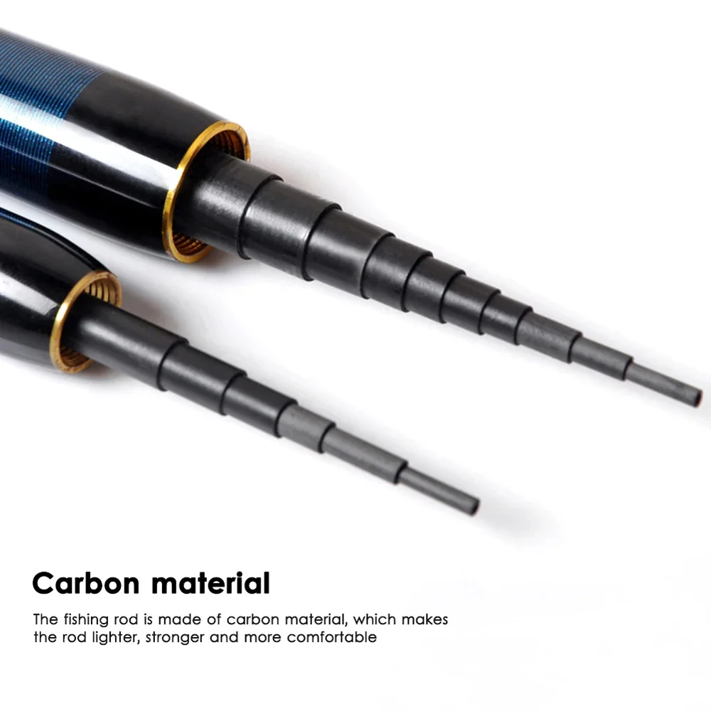 Caña de pescar de longitud de posicionamiento ajustable, caña de pescar telescópica ultracorta de carbono de 3,6 M-7,2 M, caña de corriente dura ultraligera - imagen 5