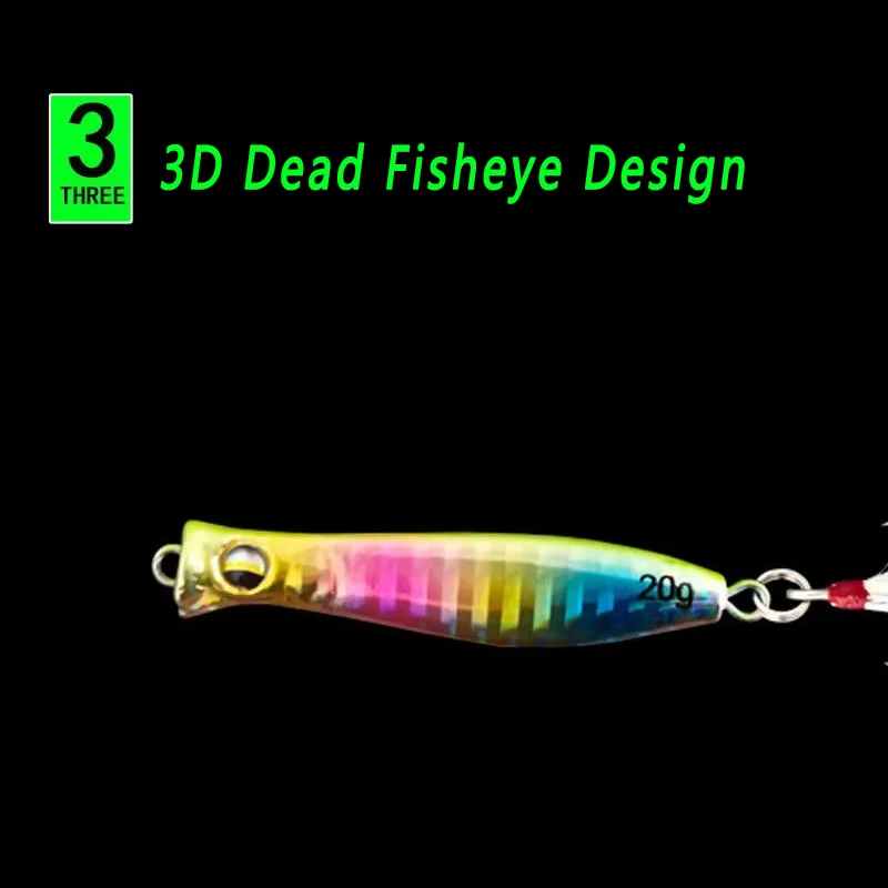 TAKEDO HG29 pesca en el mar cuchara Popper de Metal cebo Artificial Triple gancho de pluma reforzada señuelo de Jigging para señuelo de lubina - imagen 4