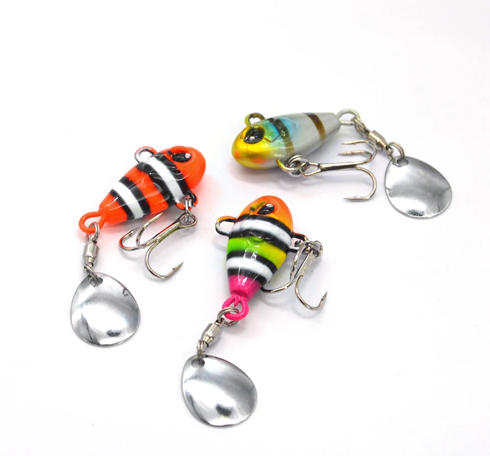 Cuchara giratoria de 58Mm/14G, aparejos de pesca Vib, cola de vibración, señuelo giratorio de hundimiento, plantilla de Metal, cebo de pesca en Lago - imagen 3
