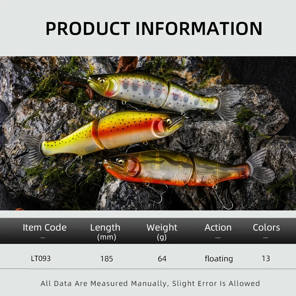 TSUYOKI Glide bait Lures 185mm 64g Jointed Swimbait ABS Body With Soft Tail SwimBaits I-Slide 185 Glidebait to Target Big Bass - imagen 2