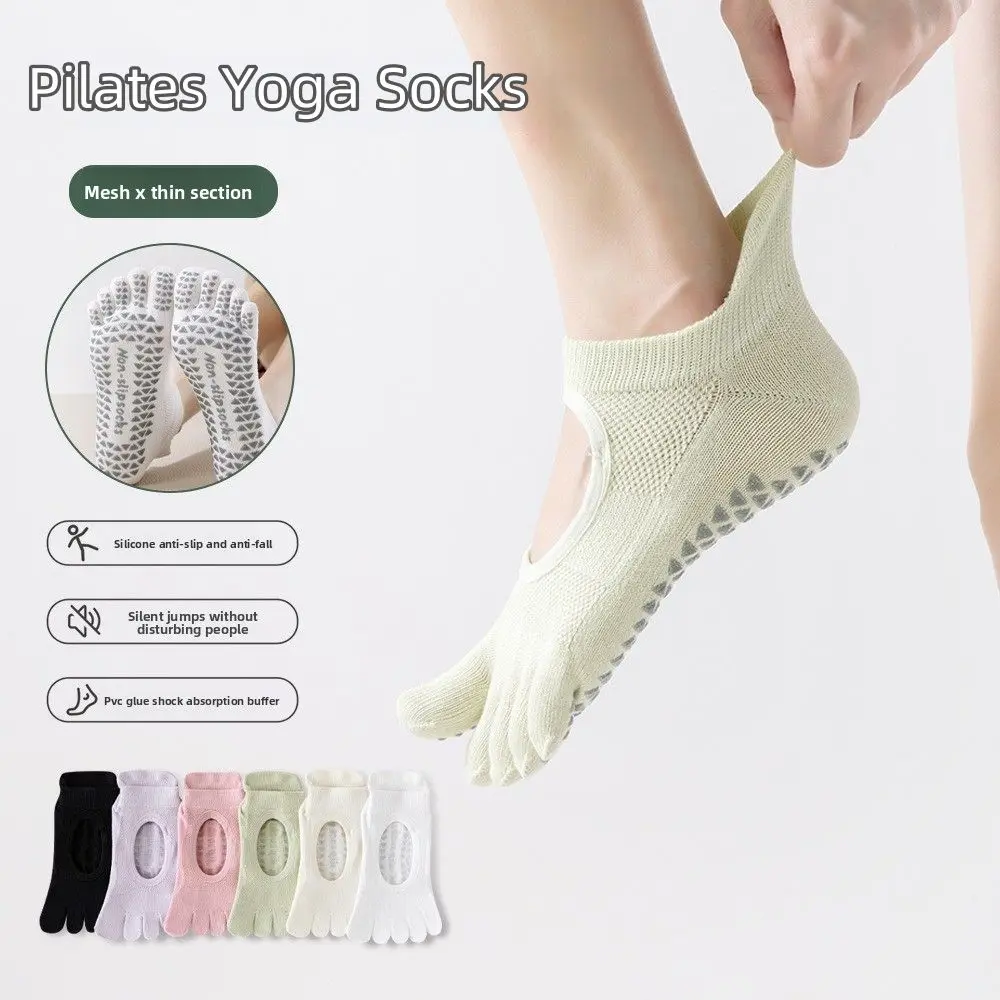 Nuevos calcetines de malla para Pilates y Yoga, calcetines transpirables de Color sólido para Ballet y barco, calcetines suaves antideslizantes para Fitness para práctica de baile - imagen 4