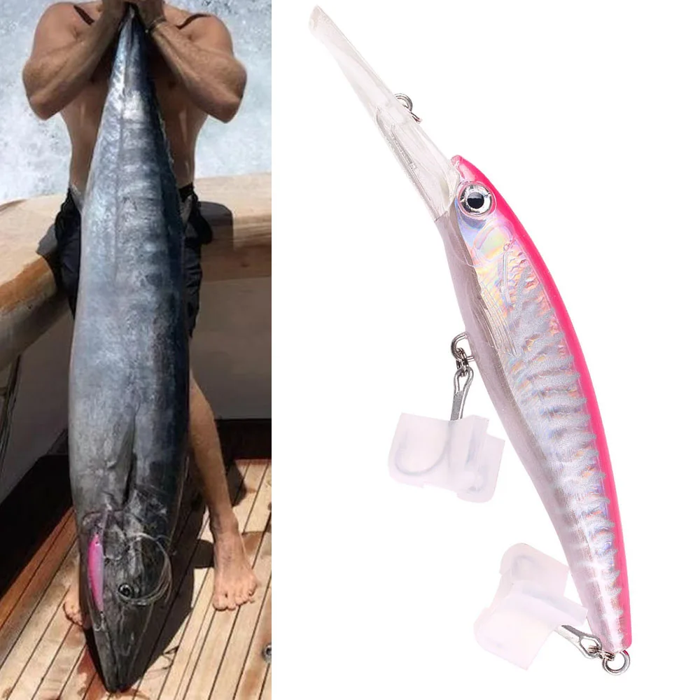 Señuelo de pececillo Trolling, 14cm, 47,6g, cebos duros artificiales, agua salada, Mahi, Marlin, atún, aparejos de pesca de aguas profundas, Wobbler - imagen 4