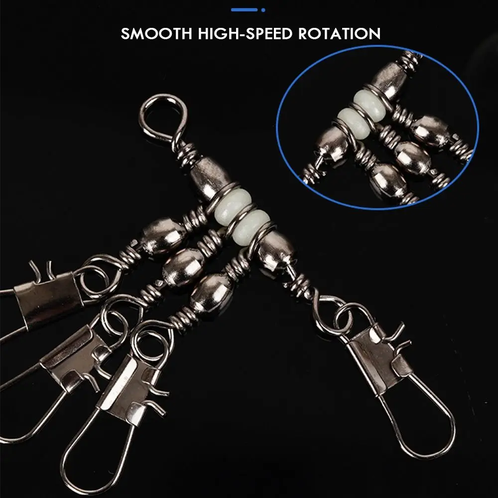 Conector a presión de pesca de 3 vías, 10 piezas, con Pin, anillo sólido, giratorio de acero inoxidable, bola duradera de alta resistencia para pesca en el mar - imagen 3