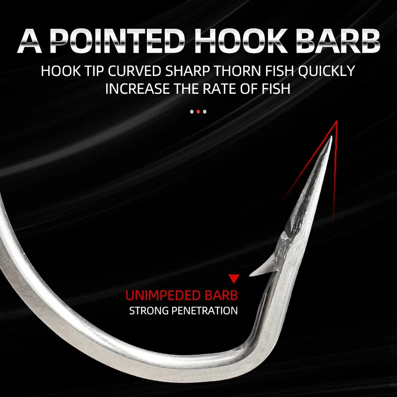 Anzuelo de pesca de agua salada de acero inoxidable, 10 piezas, 34007, de caña larga, accesorios de pesca - imagen 3