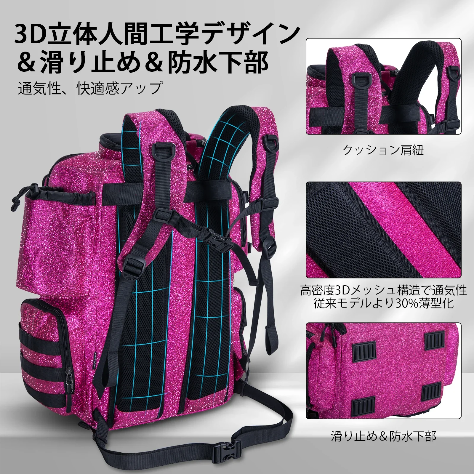 Mochila de pesca Goture de 45L, bolsa de pesca grande resistente al agua 900D con soportes para caña, equipo de pesca para acampar, senderismo al aire libre - imagen 3