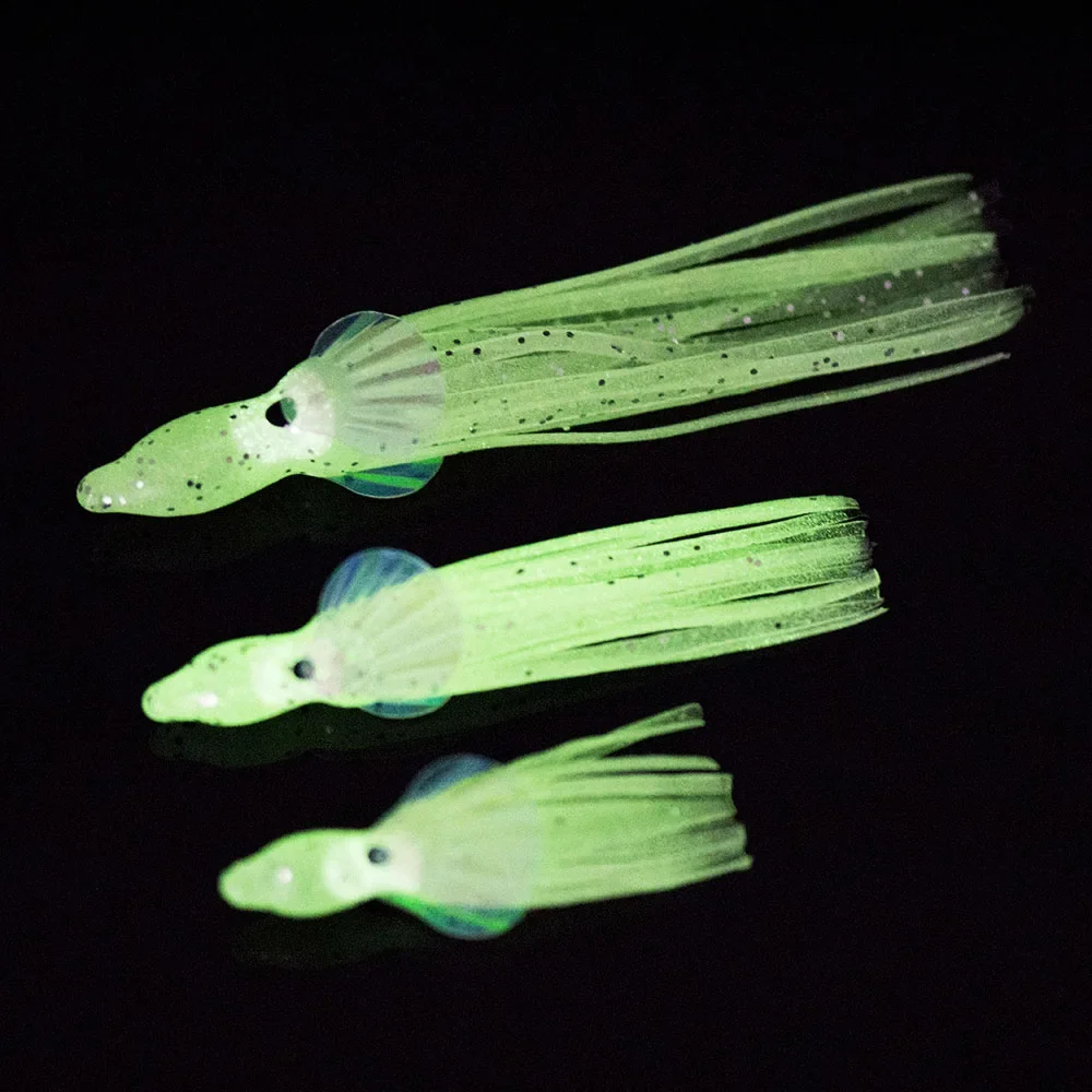 Countbass 4cm 6cm 8cm faldas de calamar luminosas arcoíris, cebos de pulpo suaves Hoochki, Señuelos de pesca Sabiki - imagen 4
