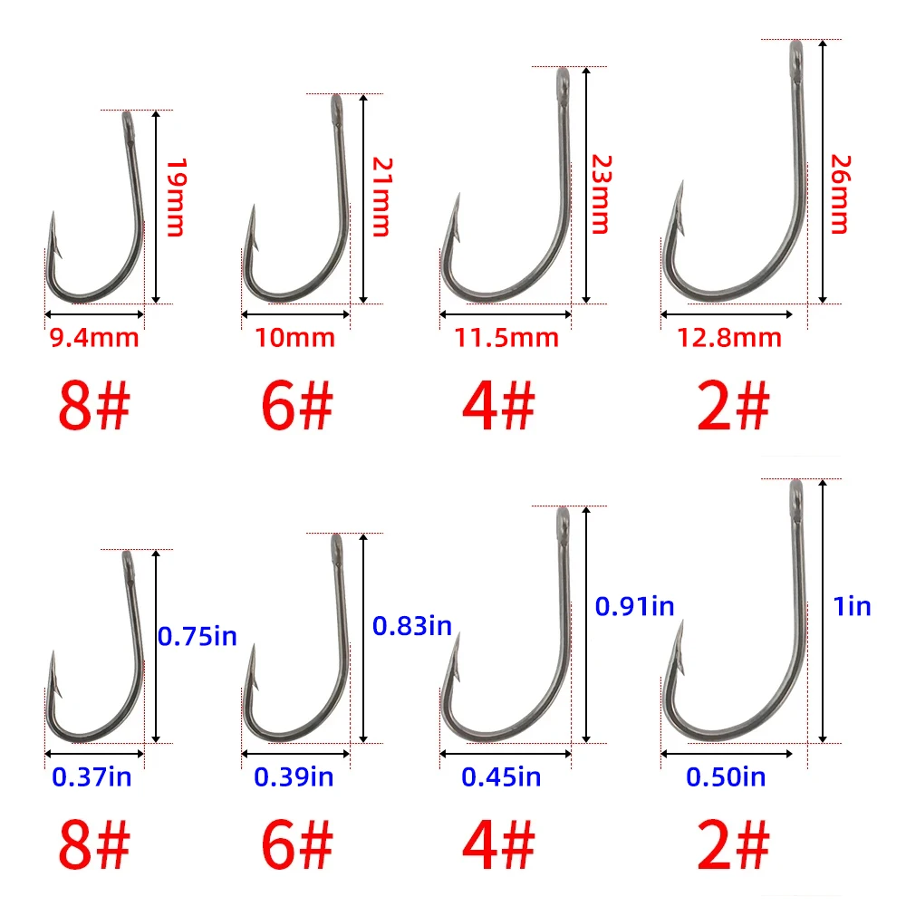 Hirisi 50 Uds. Anzuelos de púas de acero inoxidable con revestimiento para pesca de carpa 8017 - imagen 2