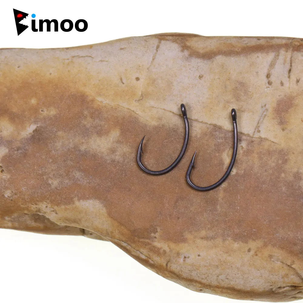 Bimoo Anzuelos curvos carpa – Hair rig acero carbono - imagen 3