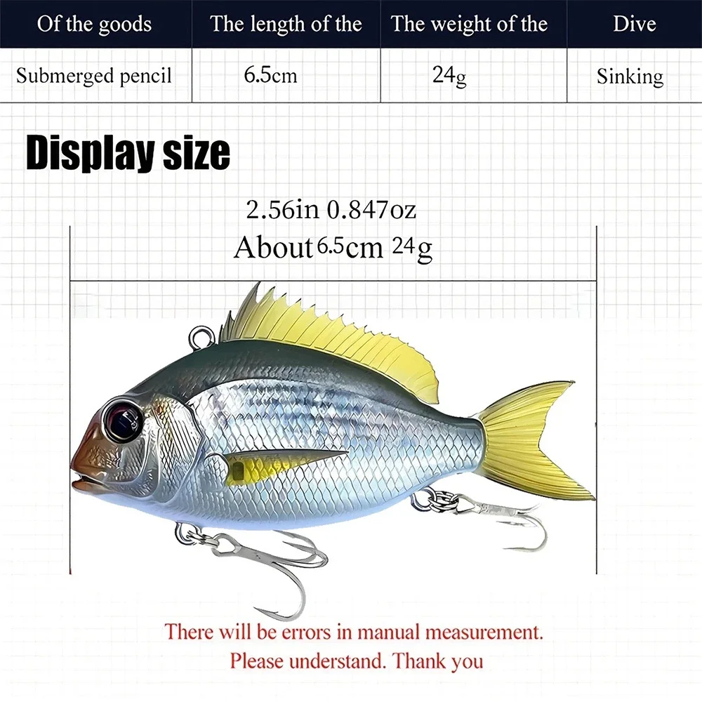 Señuelos de pesca de simulación 3D, 65mm, 24g, cebo Wobblers flotante de larga distancia, cebo de pesca duro Minnow para lubina Isca Crankbait - imagen 2