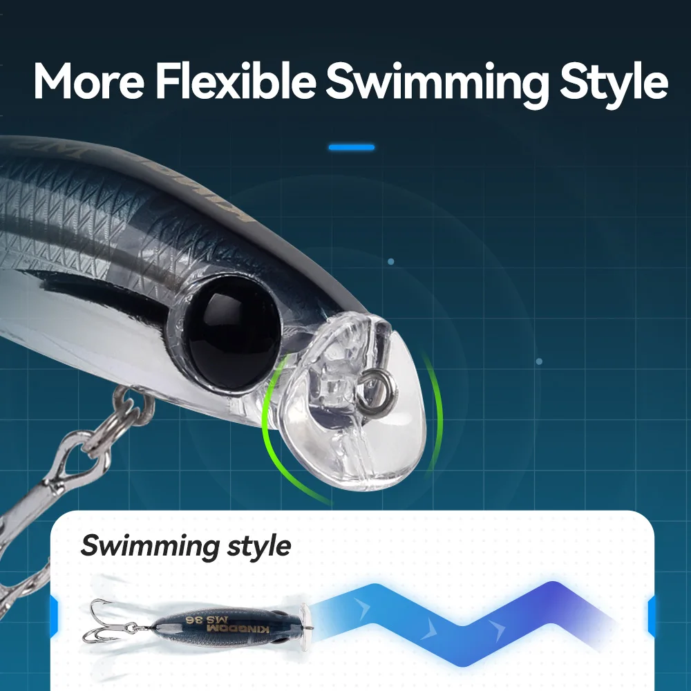 Kingdom-señuelo de pesca Micro Minnow, 2,6g, 36mm de largo, fundición Artificial, hundimiento lento, palo duro, manivela, lubina, trucha - imagen 5