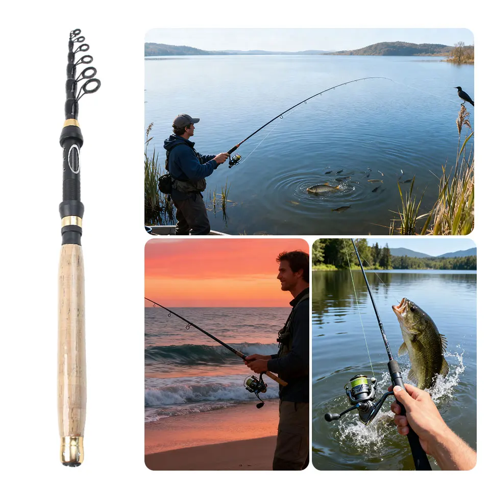 Caña de señuelo telescópica: práctico material de carbono portátil, universal para agua dulce, agua salada, caña de pescar de todas las aguas - imagen 4