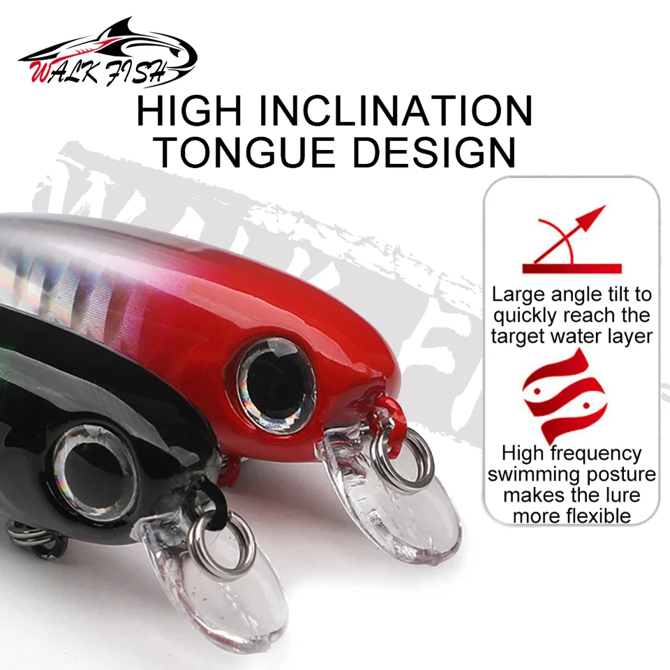 WALK FISH-Mini cebo duro para pesca, 1 piezas, 43mm, 3g, Minnow de hundimiento pequeño, Señuelos de Pesca de manivela, lubina, aparejos de agua dulce y salada - imagen 4