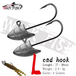WALK FISH 5 unids/set 2g 2,5g 5g manivela anzuelo de cabeza anzuelo de pesca cabeza de plomo plantilla señuelo cebos duros gusano suave anzuelo pesca lubina