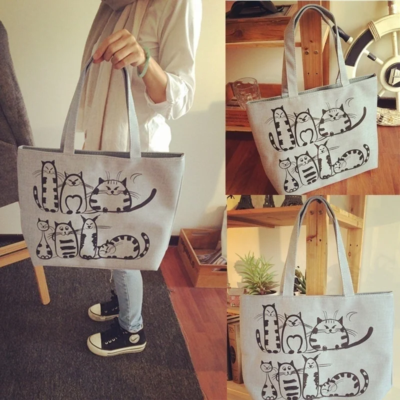 Bolso de playa con cremallera - estampado gatos dibujos animados - imagen 5