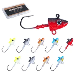 Goture-anzuelos con cabeza de anzuelo para pesca, pintura con ojos 3D, señuelos de acero rico en carbono, juego surtido de 7g-28g con caja de almacenamiento para atrapar más peces