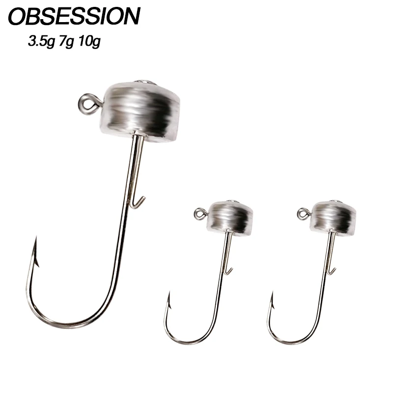 OBSESSION YB001 10 unids/bolsa 3,5 5g 7g 10g 14g anzuelos de pesca individuales cabeza de Jigging de plomo anzuelos de pesca de acero alto en carbono - imagen 2