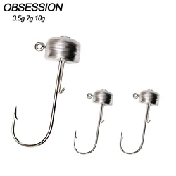 OBSESSION YB001 10 unids/bolsa 3,5 5g 7g 10g 14g anzuelos de pesca individuales cabeza de Jigging de plomo anzuelos de pesca de acero alto en carbono
