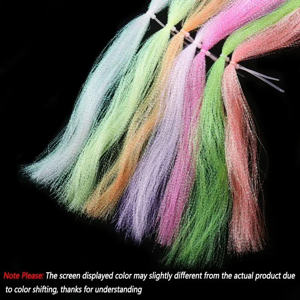 Bimoo 7Packs Twisted Holographic Flashabou Tinsel Crystal Flash Tinsel For Jig Hook Lure  Flies Tying Sabiki Rig Making Material - imagen 5