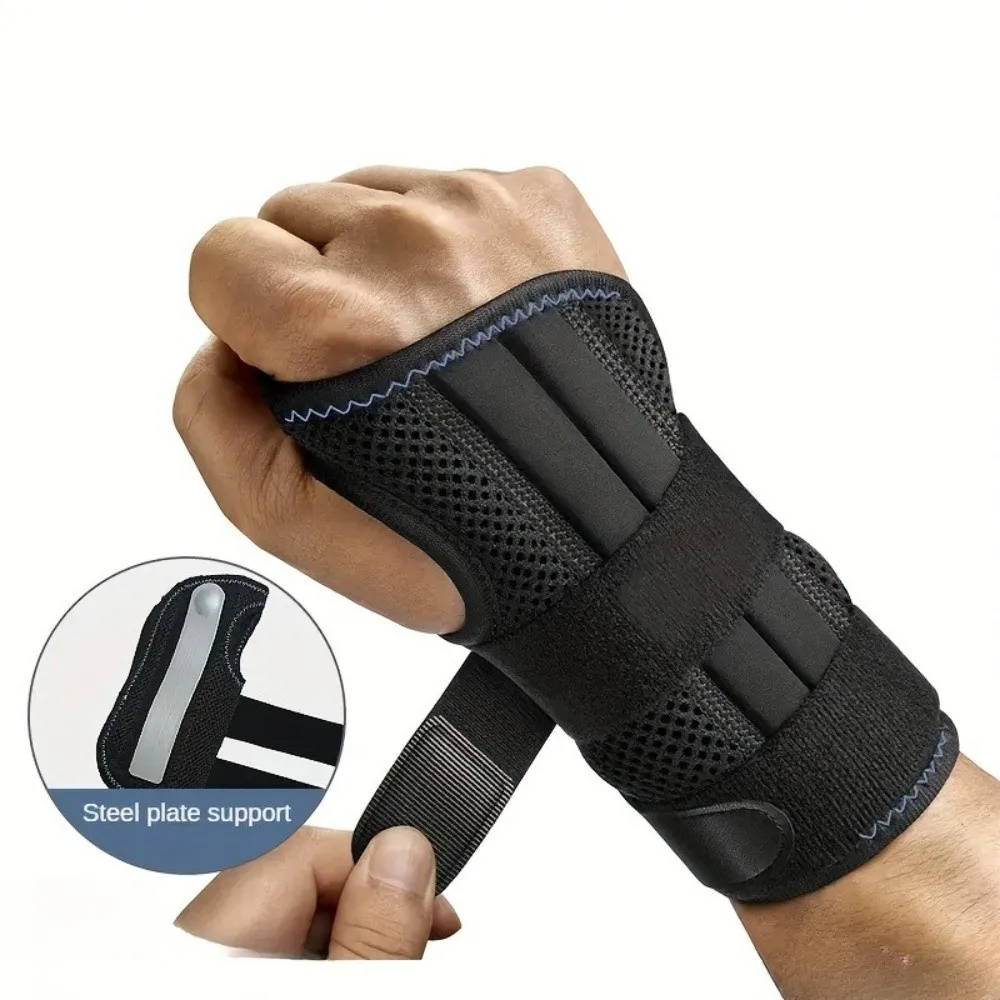 Muñequera con férula de Metal, 3 soportes, cuerda a presión, soporte de mano, correa de compresión transpirable, férula ajustable, soporte nocturno - imagen 5