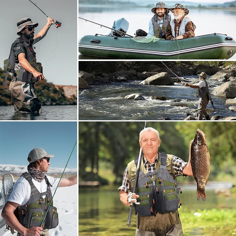 Chaleco de pesca ajustable para mosca con bolsillos y reflectantes - imagen 5
