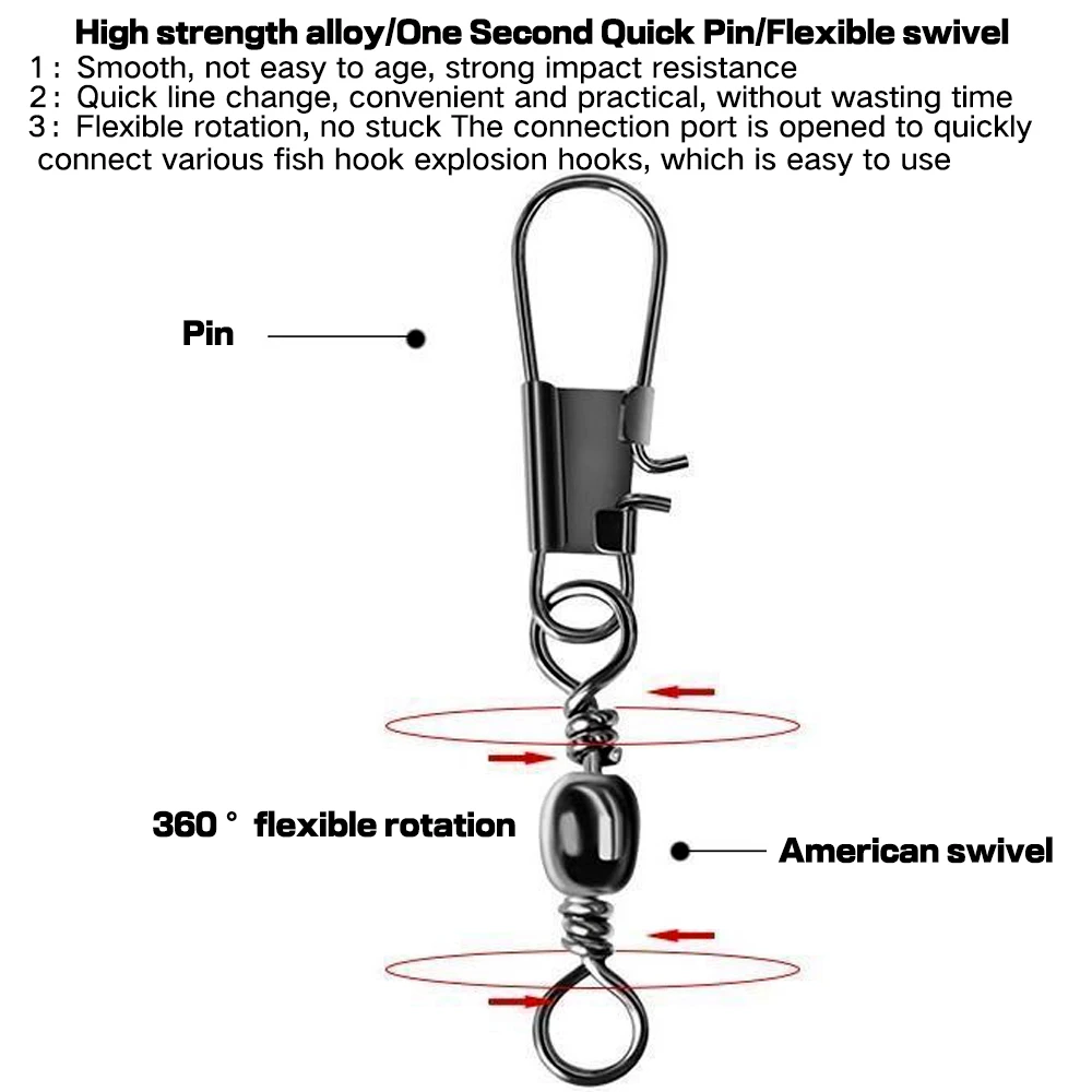 GHOTDA-conector giratorio para señuelos de anzuelo, accesorio de pesca, Pin de enclavamiento, 100 unids/lote/caja - imagen 4