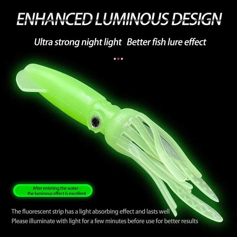 Falda de calamar de pulpo de 3 piezas, señuelo de pesca suave, gusano de sábalo de goma brillante, Swimbait de silicona Artificial - imagen 2