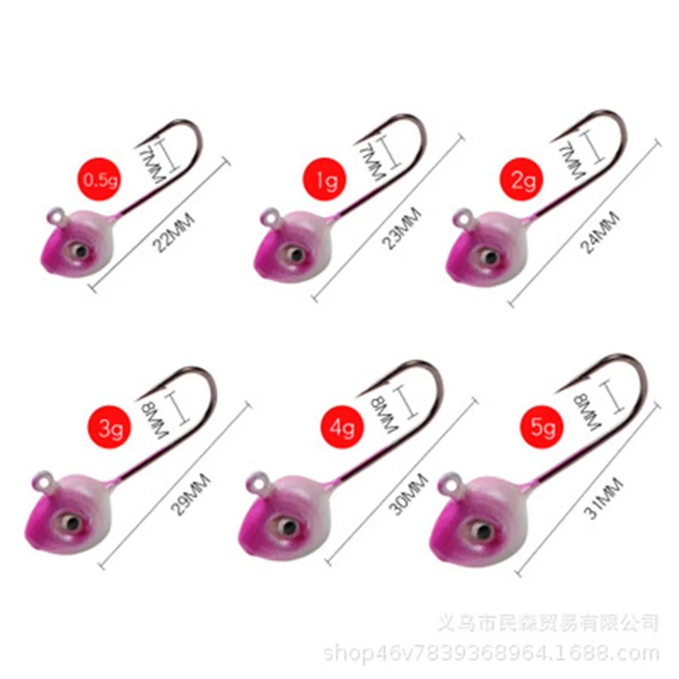 MUKUN Mini Jig Head con ojos – Anzuelo plomado para vinilo - imagen 4