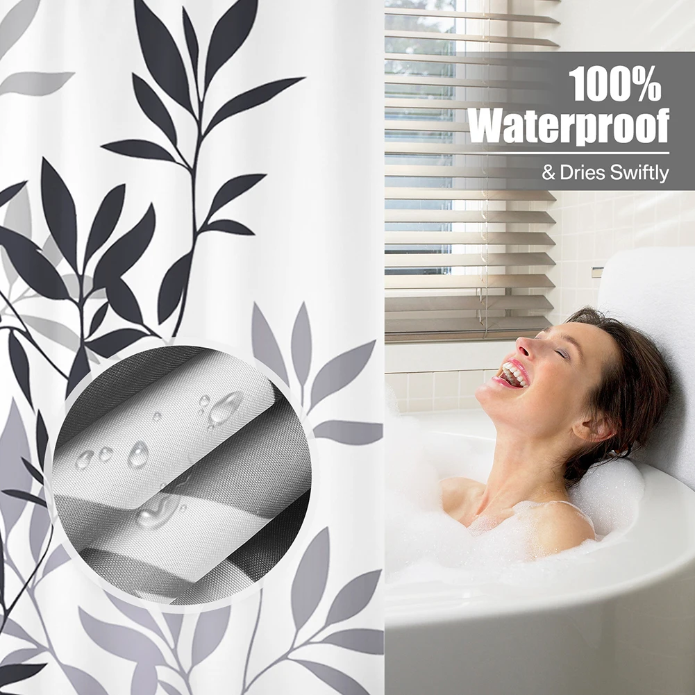 Cortina de ducha bohemia, planta de acuarela, flor colorida, decoración moderna y sencilla para el baño del hogar, cortinas de baño de tela con ganchos - imagen 5