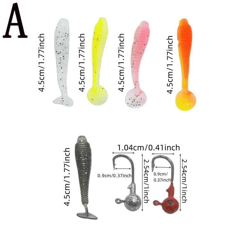 40 uds/1 caja de cebo falso para lubina de agua dulce y pez mandarín, cebo suave reforzado con sabores gramos de gancho con cabeza de plomo - imagen 3