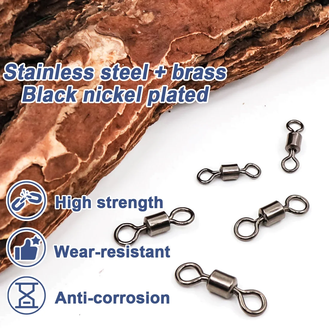 Kit de giratorios de pesca de barril de 9KM, aparejos de pesca giratorios, conectores de sedal de alta resistencia para agua salada, acero inoxidable negro - imagen 2