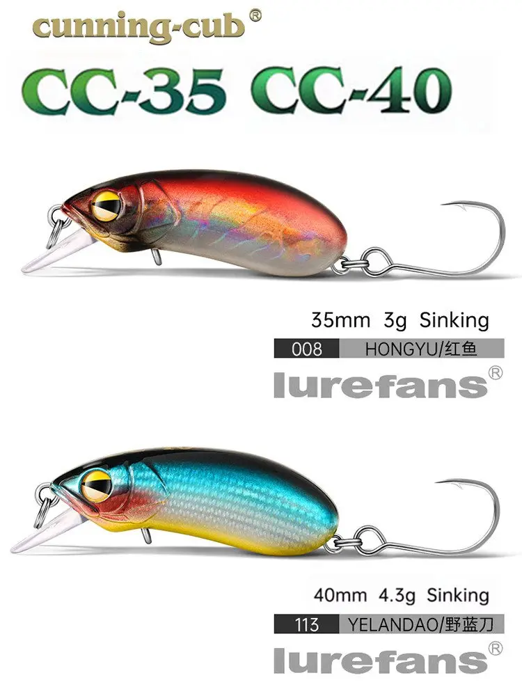 Señuelo de pesca de pececillo hundido CC35/CC40, 3g/4,3g, sistema silencioso de centro de gravedad bajo, cebo falso Wobbler Artificial, novedad de 2024 - imagen 5