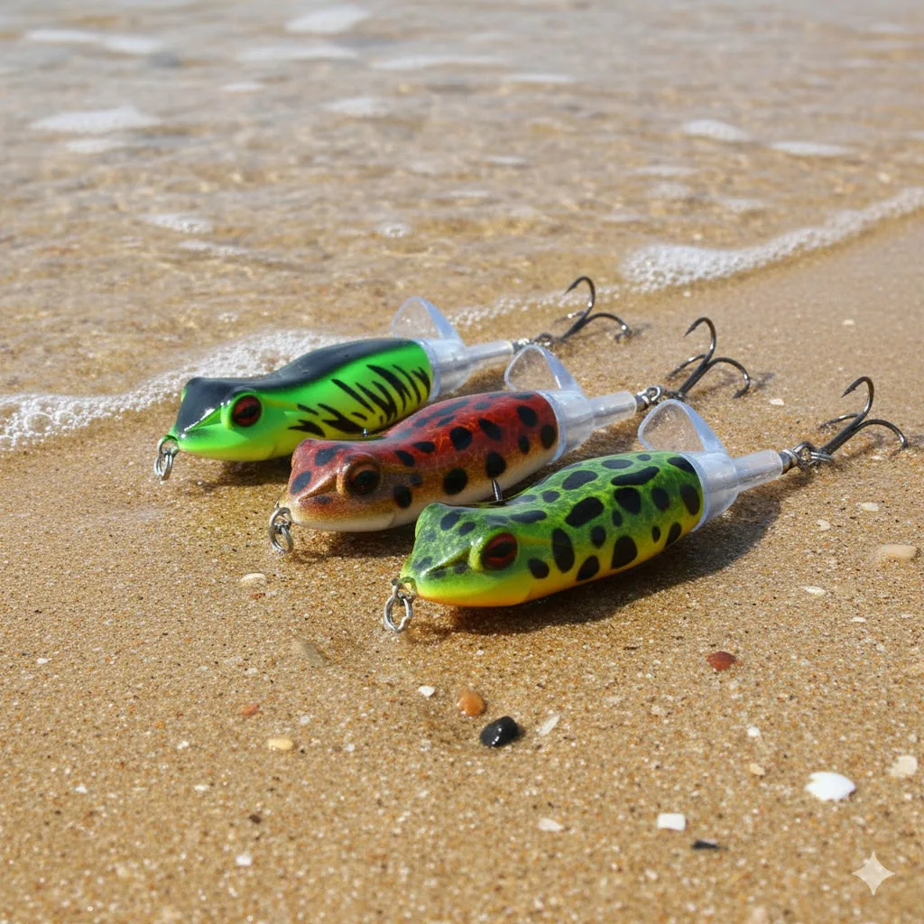 Señuelos de pesca de rana realistas, cebo duro realista Topwater con anzuelos fuertes para peces depredadores de agua dulce, 9,5 cm, 11g, 1 ud.