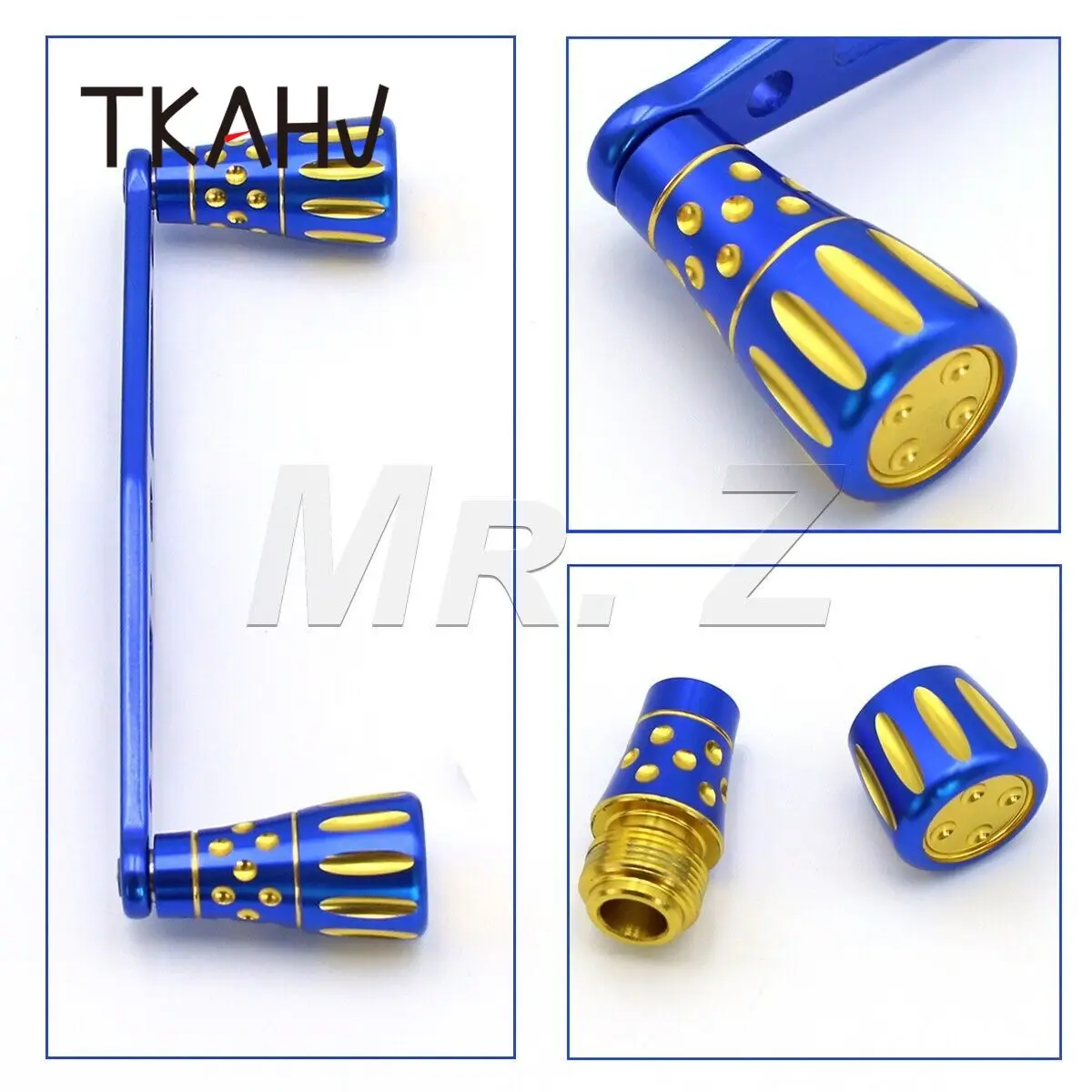 TKAHV-carrete de pesca Baitcasting azul, 103mm, mango Baitcast para Abu Black Max Daiwa Ryoga Shimano, perillas CNC de perfil bajo - imagen 5