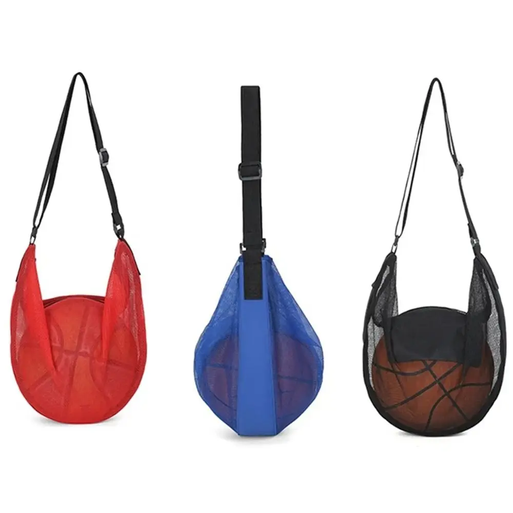 Mochila de almacenamiento de fútbol ajustable, bolso de hombro de baloncesto de malla portátil multifuncional, cremallera de Metal Diagonal - imagen 5