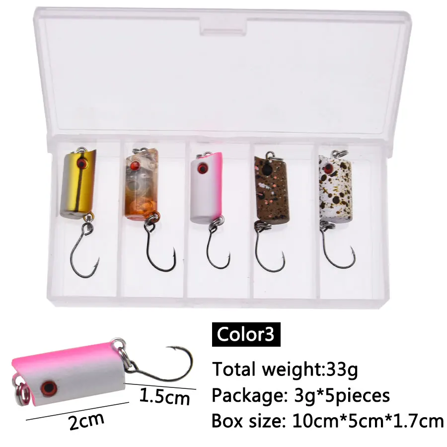 JYJ 5 uds por caja 2cm 3g señuelo popper de grano pequeño MINI cebos de pesca de carpa de proteína popper de proteína hundimiento perca cebos de trucha - imagen 3