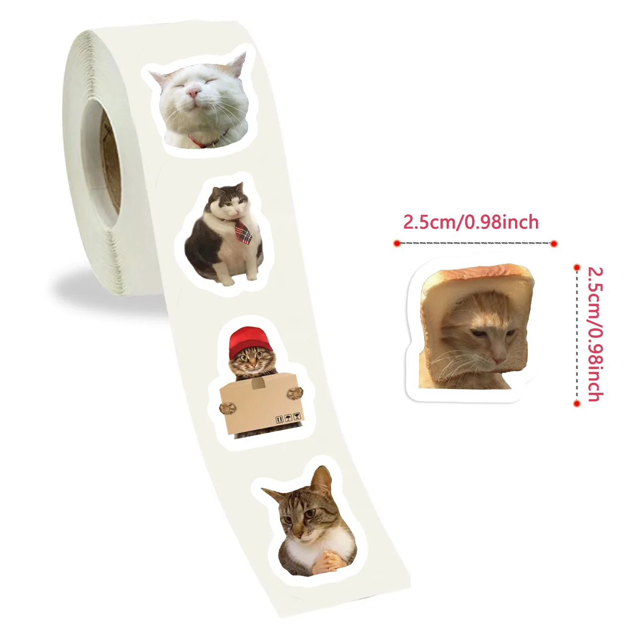 Diseños de pegatinas de gatos meme en rollo