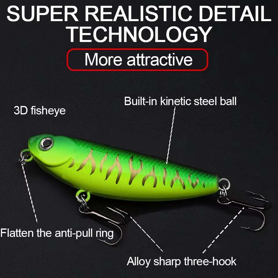 WALK FISH-señuelo de pesca con lápiz flotante, sistema de superficie de agua para perros, lubina virada flotante, cebo duro militar, 5cm, 5g, 1 Uds. - imagen 2