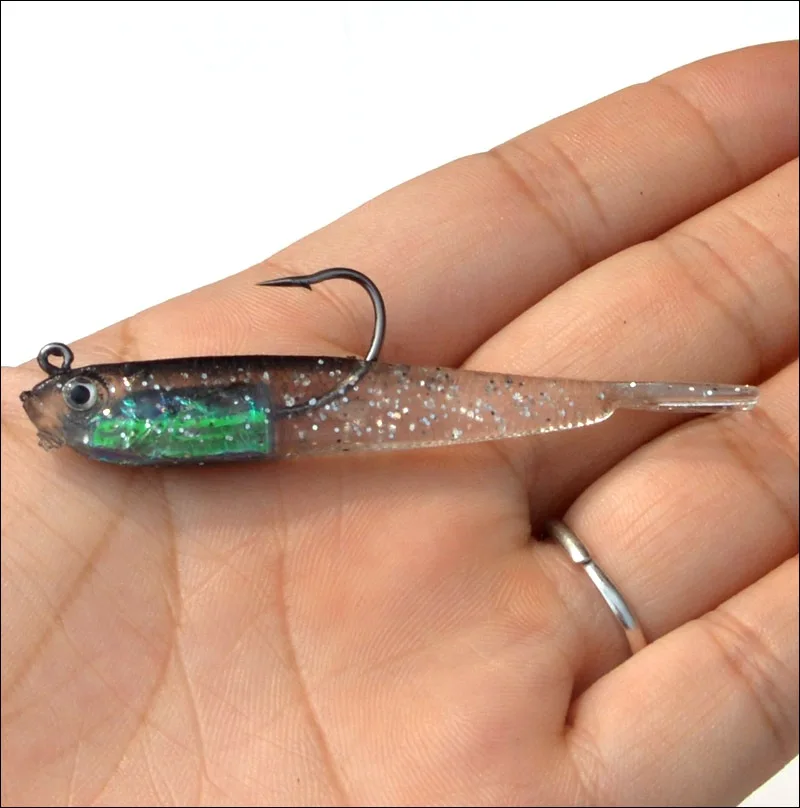 Señuelo de pesca Jig Head Sot Bait con anzuelo 7,5 cm/6,5g señuelo Artificial plomo pequeño pez negro lote 4 piezas - imagen 3