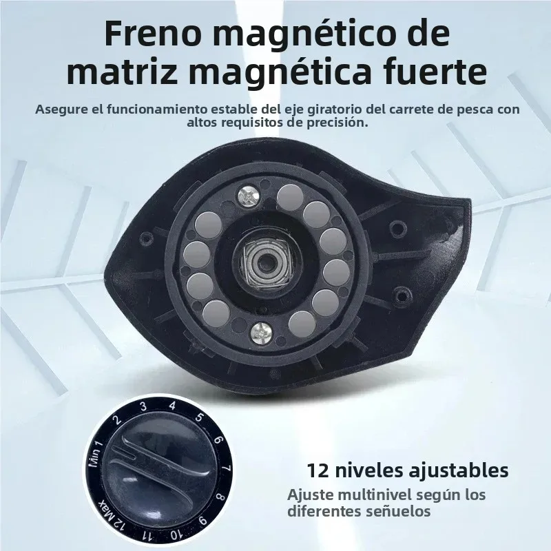 Carrete Baitcasting 7.2:1 Huidiao – Freno magnético 12 etapas para agua dulce - imagen 3